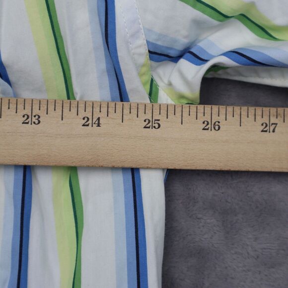Tommy Hilfiger Denim Shirt Mens XL Blue Green Striped Logo Button Up Casual - Picture 5 of 16